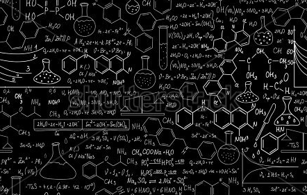 organic chemistry molecules on a blakboard