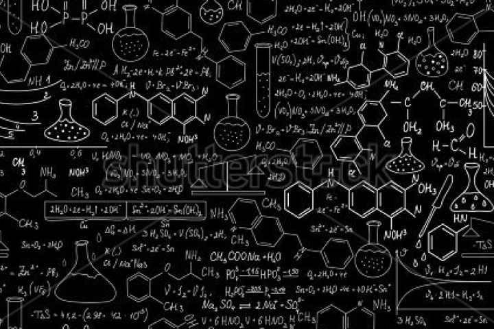 organic chemistry molecules on a blakboard
