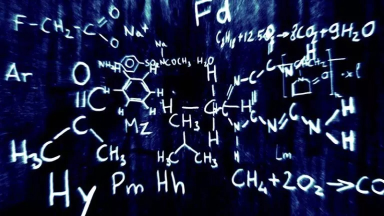 Blue Wall Covered in Chemical Formulas - Your Chemistry Homework Help Companion