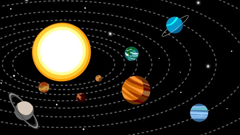 A 3D illustration of the solar system, perfect for gravitation homework and assignment help