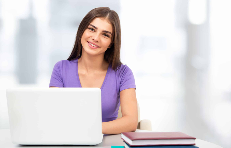 a female student deeply engage in high school English tutoring session