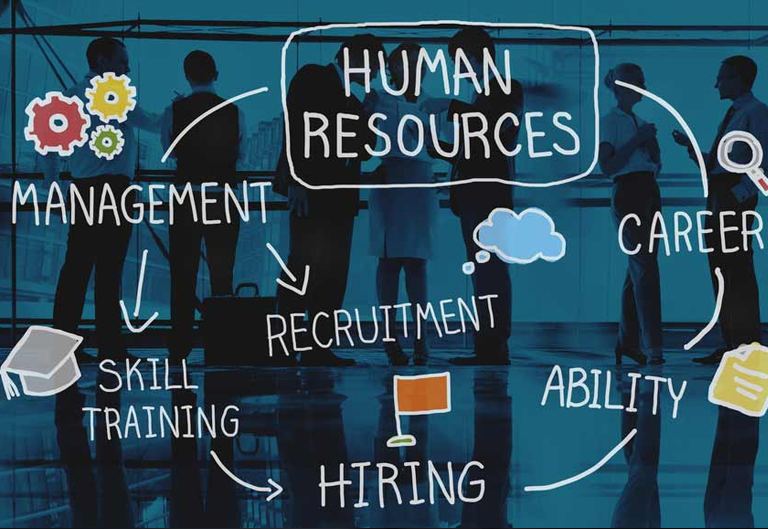 Illustration of human resource concept with a focus on management and recruitment