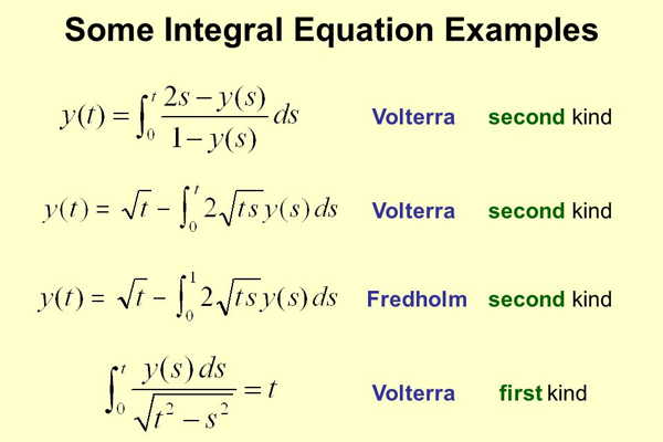 Examples of integral equations for homework and assignment help