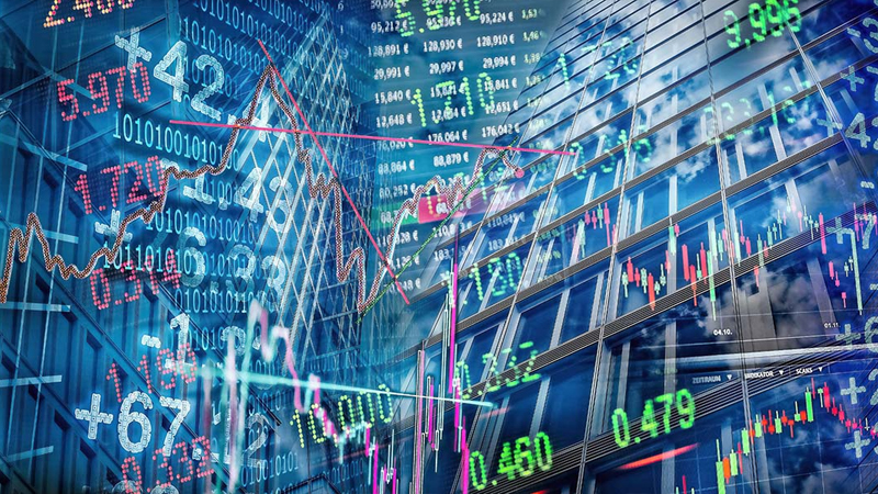 Stock market trading chart illustrating mathematical finance concept