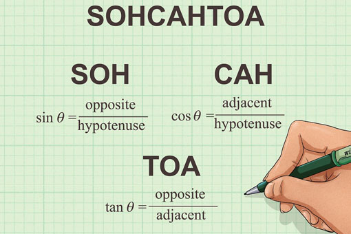 illustration of a student engrossed in trigonometry homework and assignment